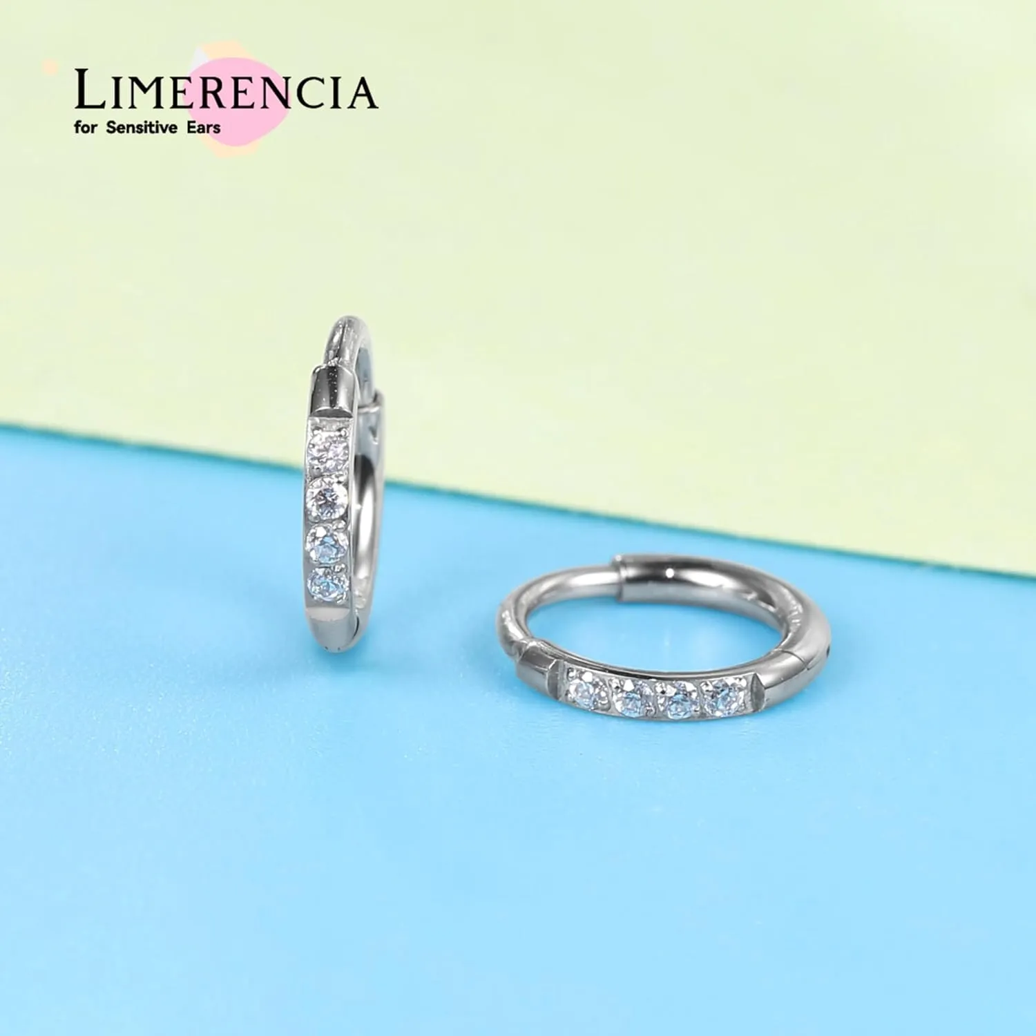 limerencia Small Hoop Earrings for Women, Hypoallergenic Titanium Huggie Hoop Earrings Set G23 Piercings Cartilage Earrings Set for Women Sensitive Ears (White CZ Silver, 6mm)