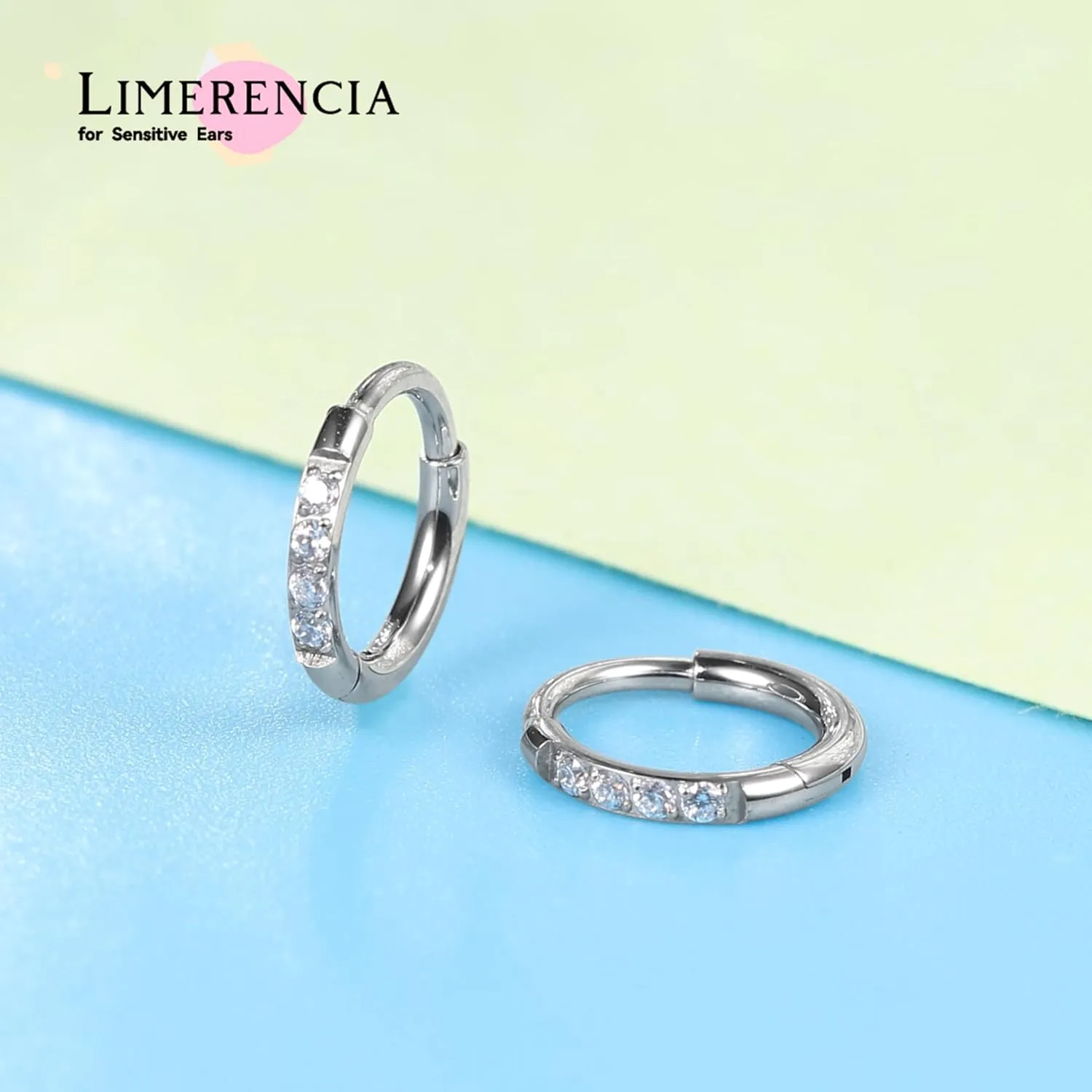 limerencia Small Hoop Earrings for Women, Hypoallergenic Titanium Huggie Hoop Earrings Set G23 Piercings Cartilage Earrings Set for Women Sensitive Ears (White CZ Silver, 6mm)
