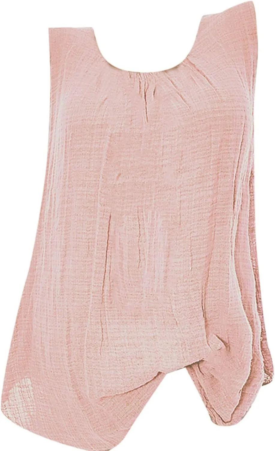 Linen Tank Tops for Women 2025 Summer Vacation Tunic Ladies Loose Sleeveless Blouse Lightweight Round Neck Shirts