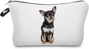 Livelihood Chihuahua Dog Cosmetic Bag - Cute Small Makeup Bag for Women's Purse, Travel & Toiletry Zipper Pouch Gift for Dog Lovers