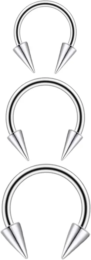 Long Spike Nose Septum Rings Surgical Steel Horseshoe Hoop Septum Rings Lip Labret Ring Tragus Ear Daith Piercing Rings