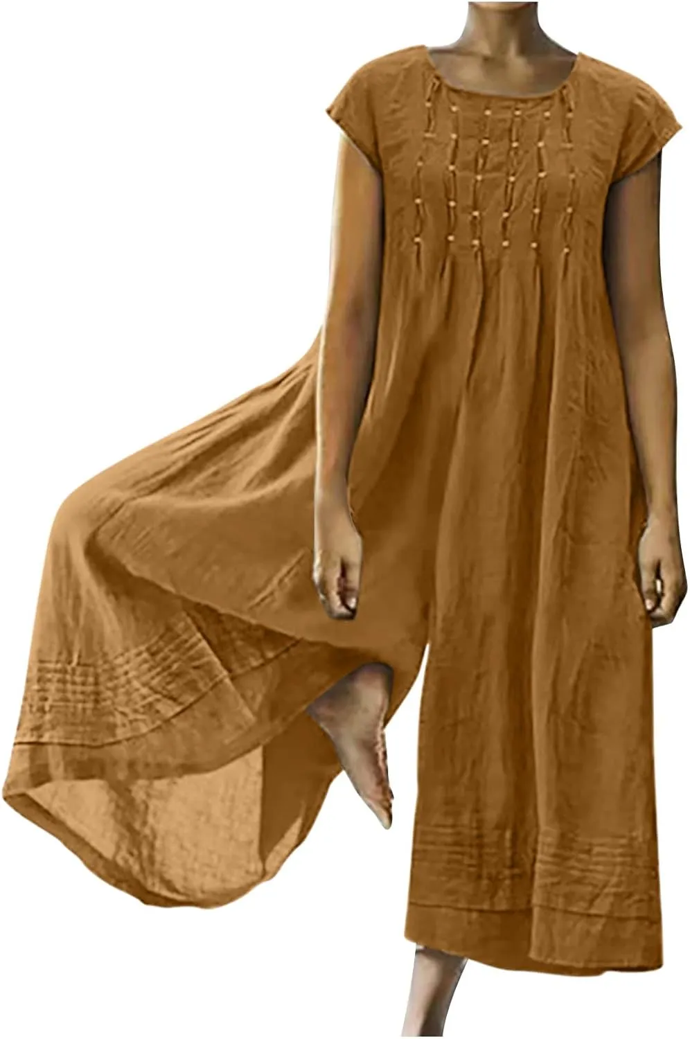 Loose Fit Pants for Women Fall Summer Linen Straight Leg Plain Long Leg Overalls Pants Rompers Women 2024 Fashion