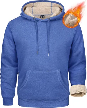 MAGCOMSEN Men's Heavy Hoodie Sherpa Fleece Lined Pullover Thick Winter Hooded Sweatshirt