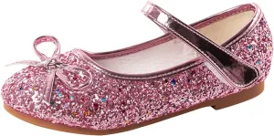 Mary Jane Ballet Flats for Girls Flower Girl Dress Shoes Rhinestones Bow Wedding Party Toddler Kids Shoes