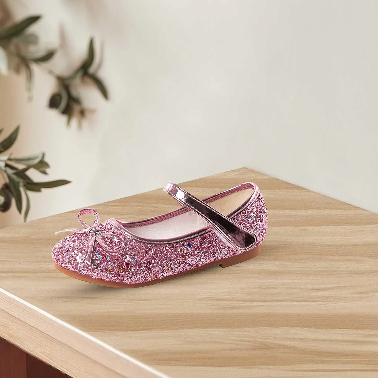 Mary Jane Ballet Flats for Girls Flower Girl Dress Shoes Rhinestones Bow Wedding Party Toddler Kids Shoes