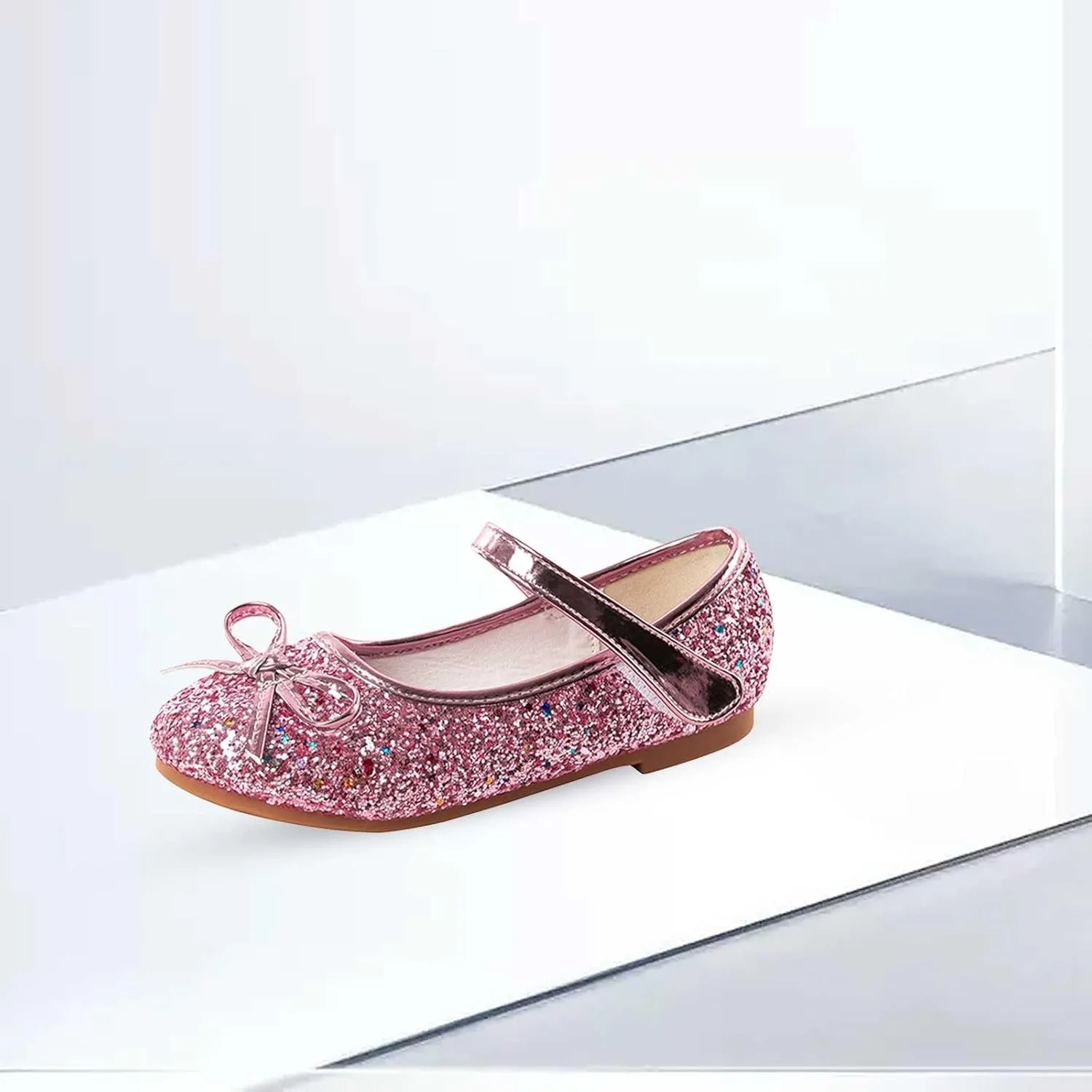 Mary Jane Ballet Flats for Girls Flower Girl Dress Shoes Rhinestones Bow Wedding Party Toddler Kids Shoes