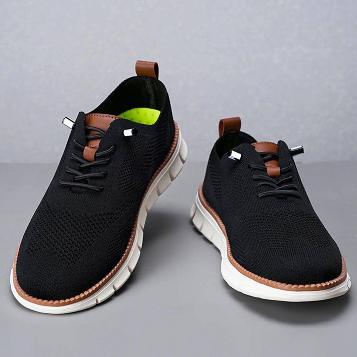Mens Breeze Comfortable Oxfords Lace - Up Lightweight Breathable Upper Urban Dress Mesh Sneakers Extra Wide Business Casual Walking