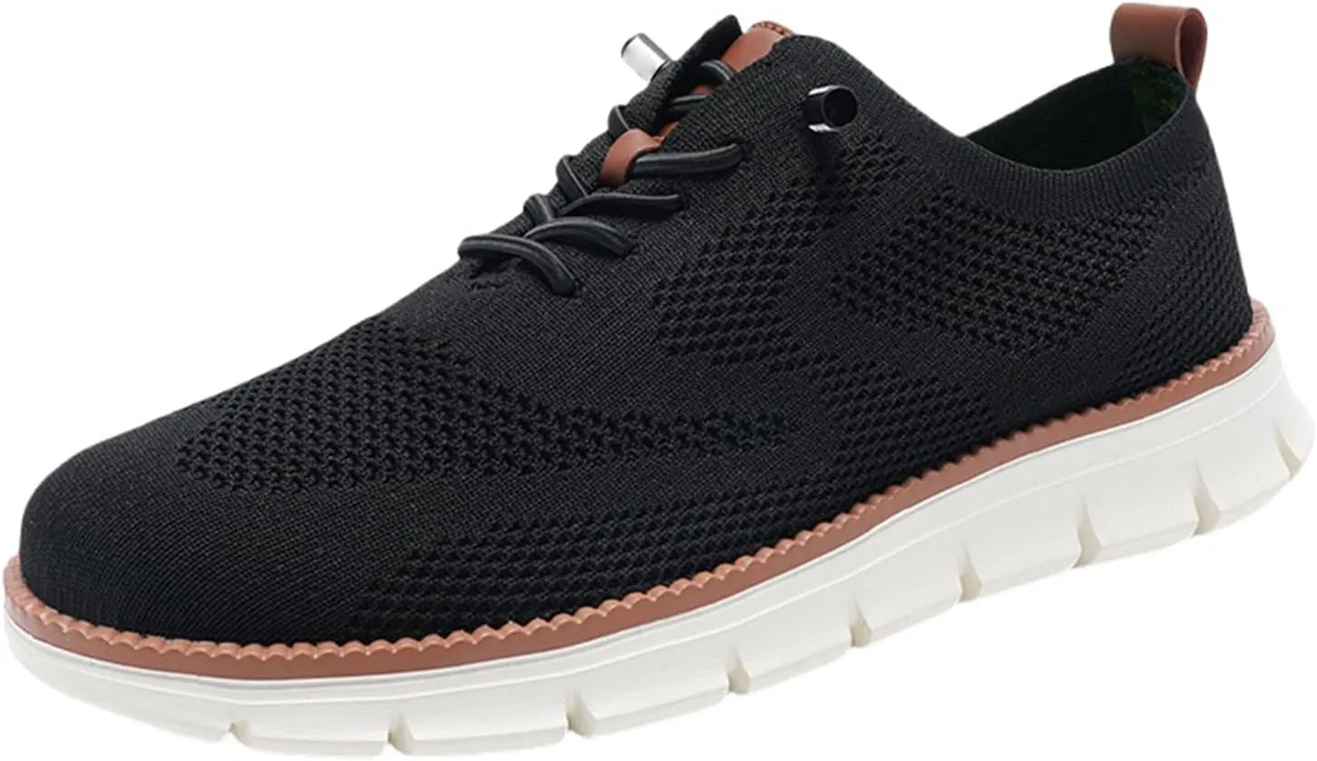 Mens Breeze Comfortable Oxfords Lace - Up Lightweight Breathable Upper Urban Dress Mesh Sneakers Extra Wide Business Casual Walking