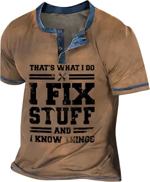 Men's Casual Henley Shirt Big and Tall Short Sleeve V Neck Button Up Workout Shirts Shirts 3D Graphic Print Tees