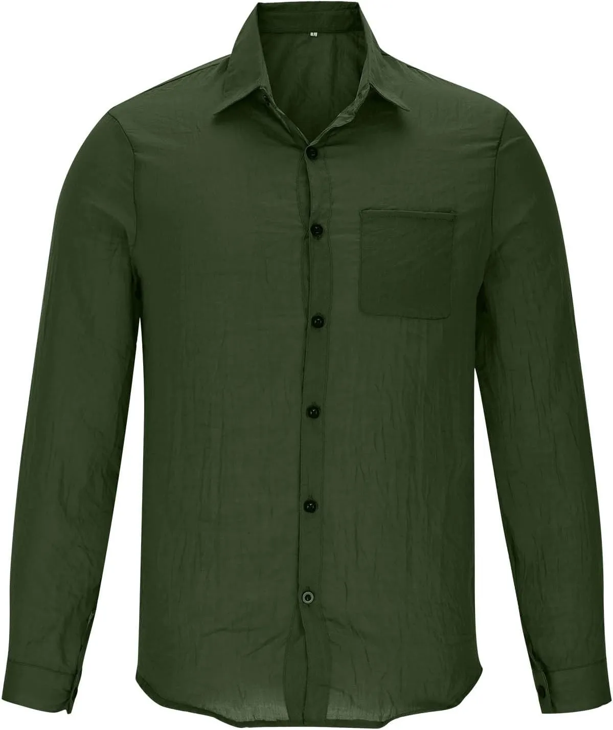 Men's Cotton Linen Shirts Long Sleeve Casual Button Down Lapel Collar Shirt Summer Beach Wedding Vacation Tops