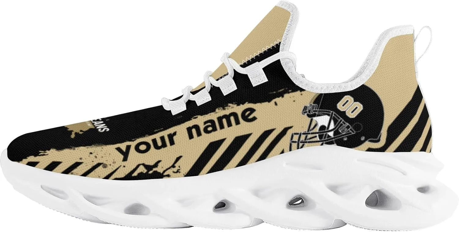 Men's Custom Football Flex Control Sneakers Personalized Breathable Fan Gift Name Number Workout Athletic Gym Slip-on Shoes