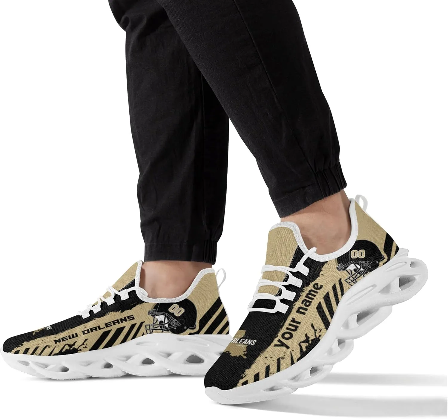 Men's Custom Football Flex Control Sneakers Personalized Breathable Fan Gift Name Number Workout Athletic Gym Slip-on Shoes