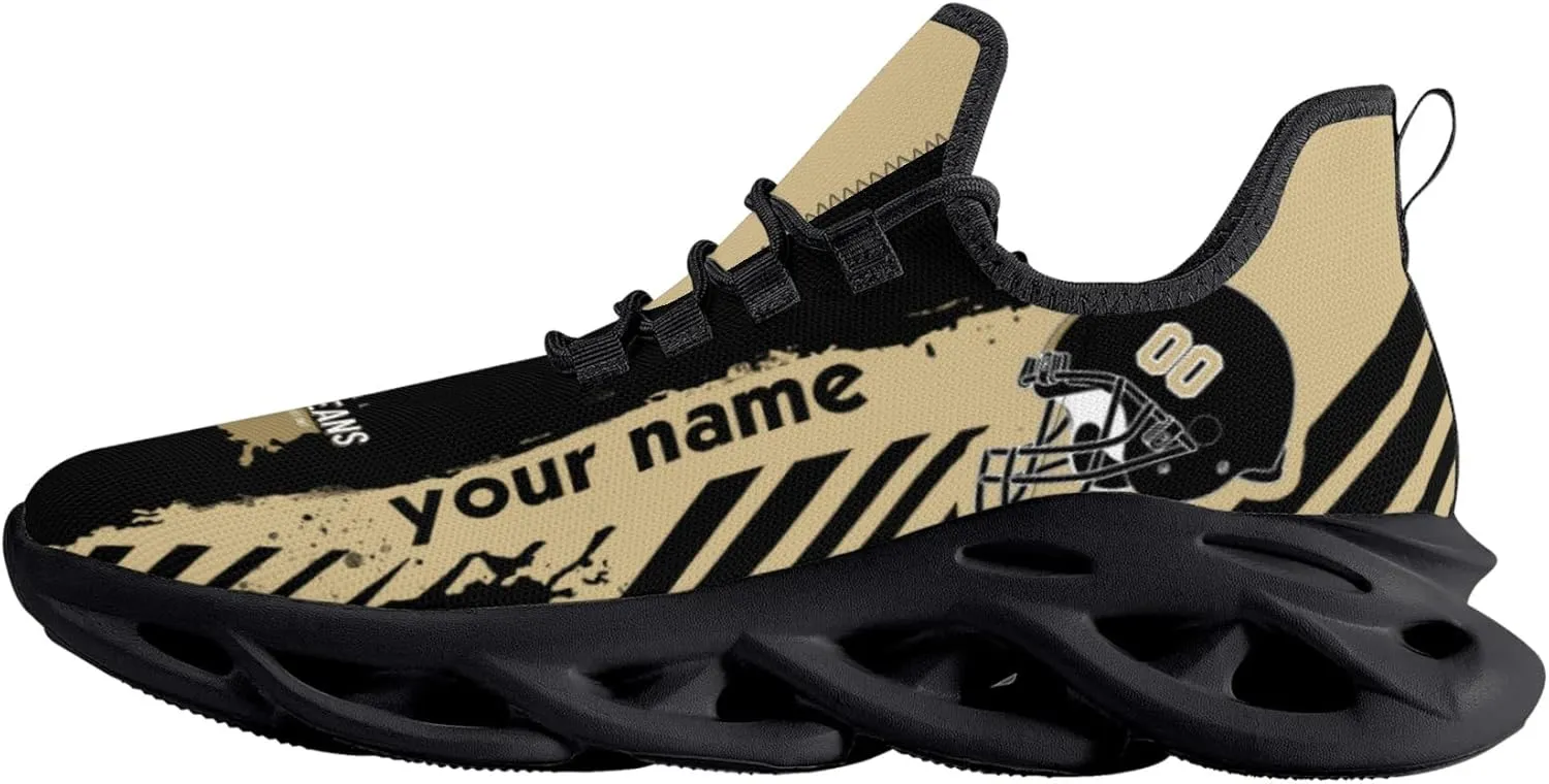Men's Custom Football Flex Control Sneakers Personalized Breathable Fan Gift Name Number Workout Athletic Gym Slip-on Shoes