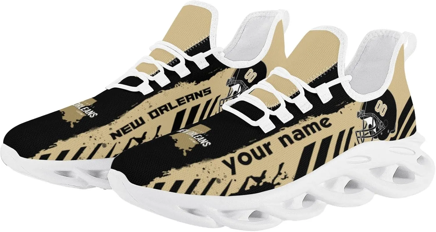 Men's Custom Football Flex Control Sneakers Personalized Breathable Fan Gift Name Number Workout Athletic Gym Slip-on Shoes