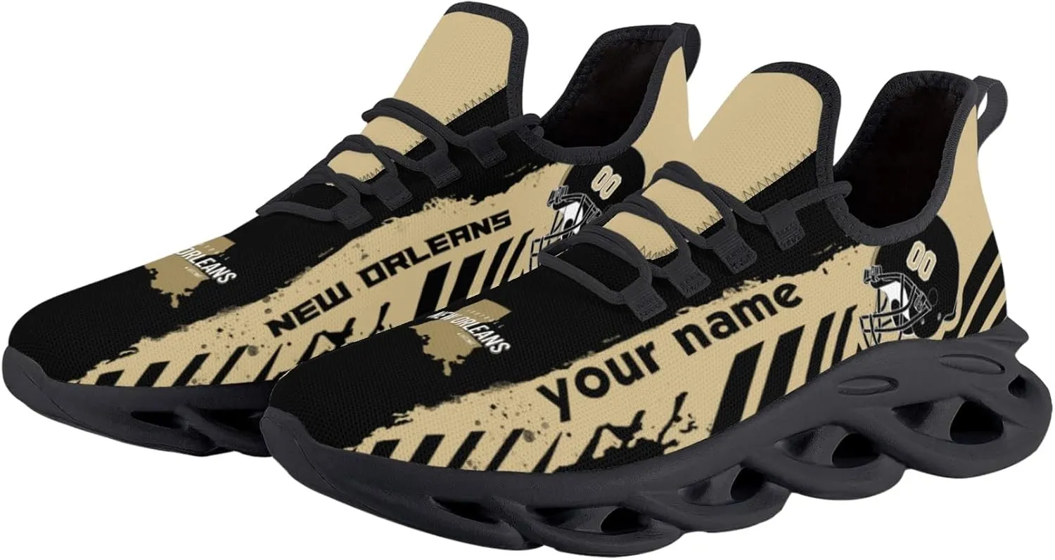Men's Custom Football Flex Control Sneakers Personalized Breathable Fan Gift Name Number Workout Athletic Gym Slip-on Shoes
