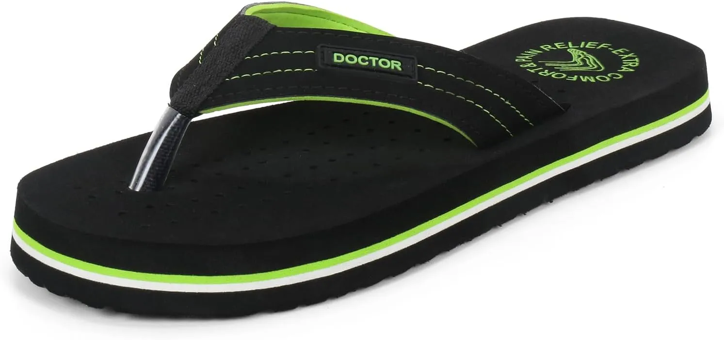 Men's Diabetic & Orthopedic Comfort Slipper, Flip-Flop, Black, Flat, Slip On, Rubber Sole, Open Toe, Strapless, EVA, Adults, Male