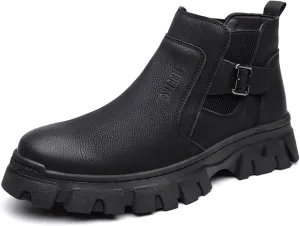 Men's Fashion Ankle Boots Chelsea Boots Round Toe Waterproof Classic Dress Booties for Men Men's Motorcycle Boots