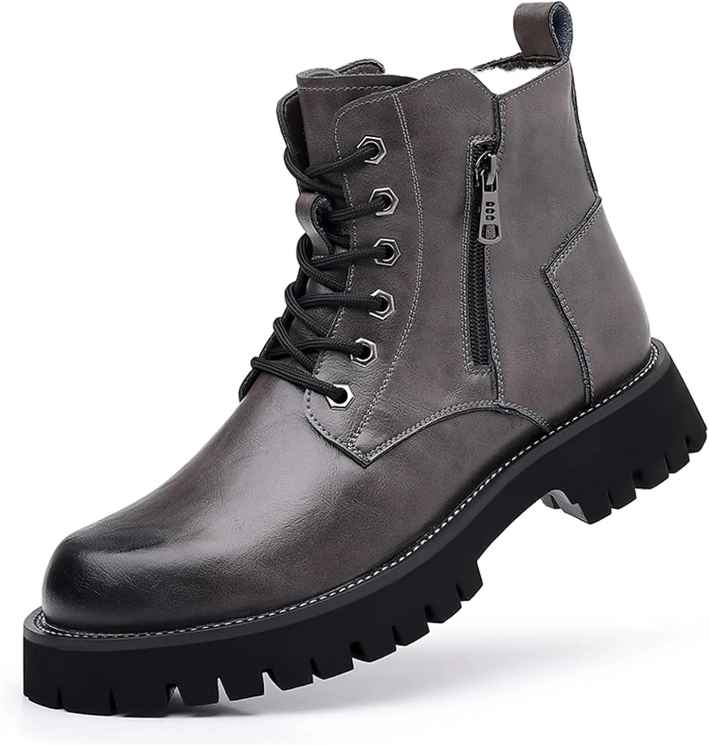 Men's Fashion Lace Up Ankle Boots Chelsea Boots Round Toe Waterproof Classic Dress Booties for Men Men's Motorcycle Boots