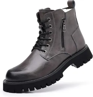 Men's Fashion Lace Up Ankle Boots Chelsea Boots Round Toe Waterproof Classic Dress Booties for Men Men's Motorcycle Boots