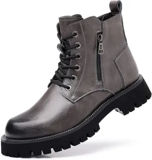 Men's Fashion Lace Up Ankle Boots Chelsea Boots Round Toe Waterproof Classic Dress Booties for Men Men's Motorcycle Boots