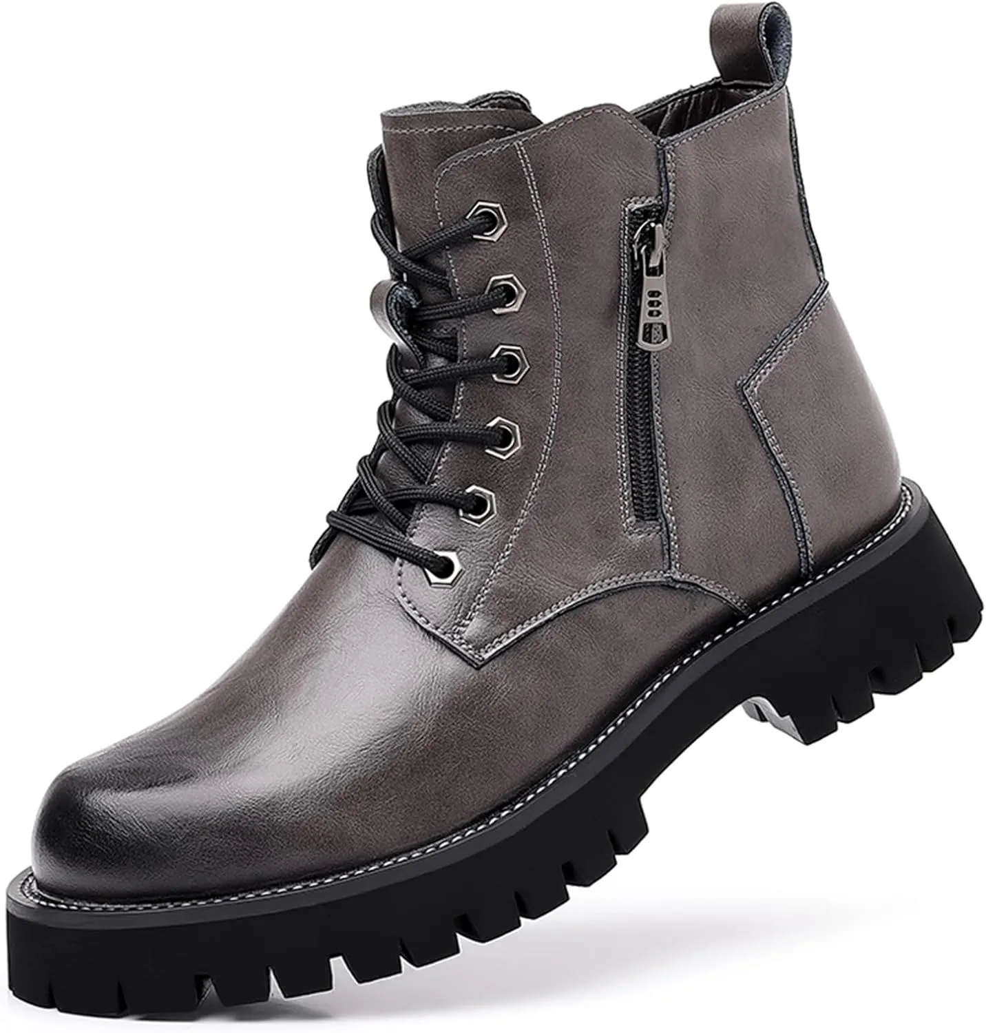 Men's Fashion Lace Up Ankle Boots Chelsea Boots Round Toe Waterproof Classic Dress Booties for Men Men's Motorcycle Boots