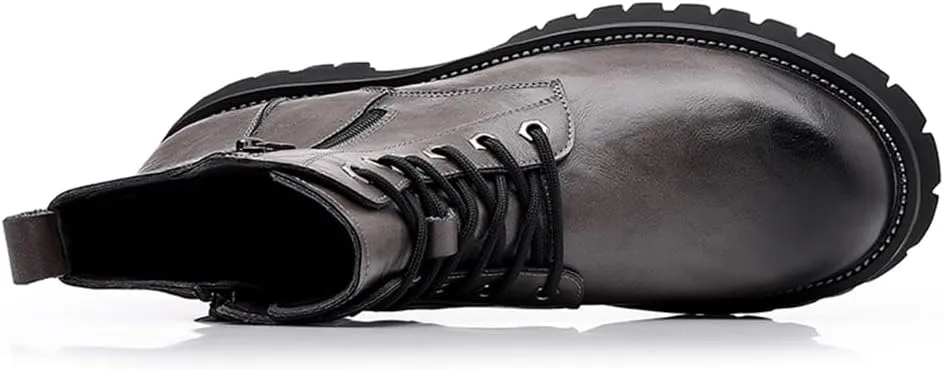 Men's Fashion Lace Up Ankle Boots Chelsea Boots Round Toe Waterproof Classic Dress Booties for Men Men's Motorcycle Boots