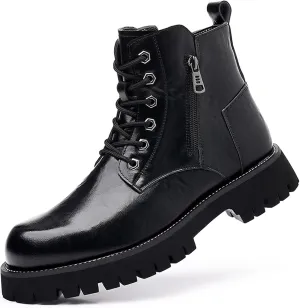 Men's Fashion Lace Up Ankle Boots Chelsea Boots Round Toe Waterproof Classic Dress Booties for Men Men's Motorcycle Boots