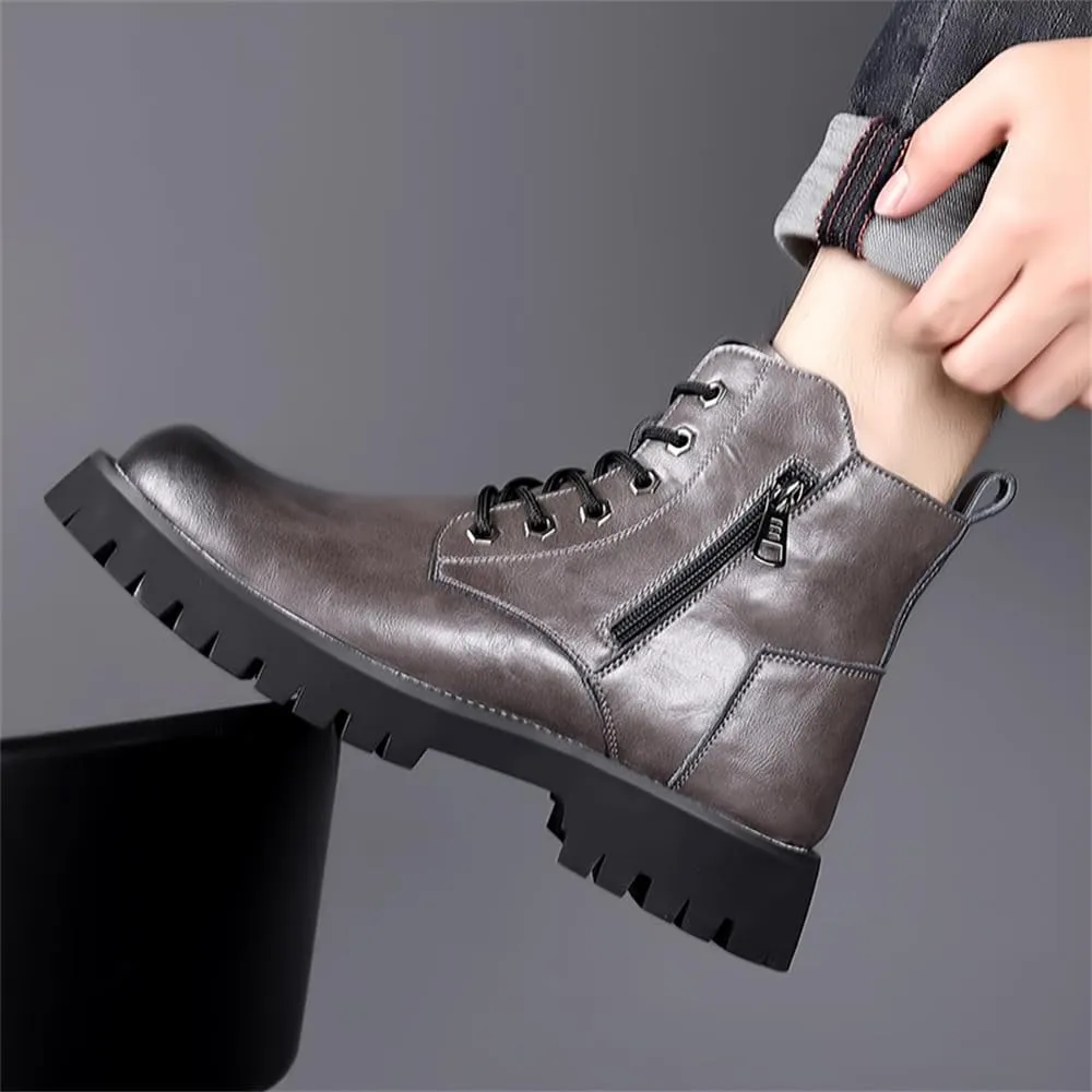 Men's Fashion Lace Up Ankle Boots Chelsea Boots Round Toe Waterproof Classic Dress Booties for Men Men's Motorcycle Boots