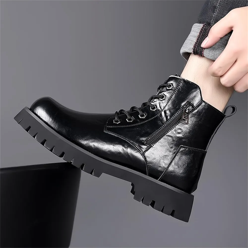 Men's Fashion Lace Up Ankle Boots Chelsea Boots Round Toe Waterproof Classic Dress Booties for Men Men's Motorcycle Boots