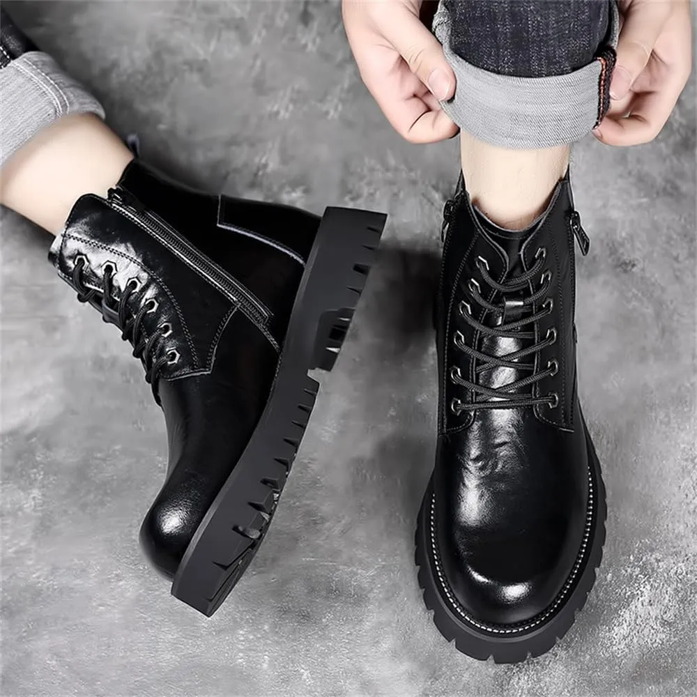 Men's Fashion Lace Up Ankle Boots Chelsea Boots Round Toe Waterproof Classic Dress Booties for Men Men's Motorcycle Boots