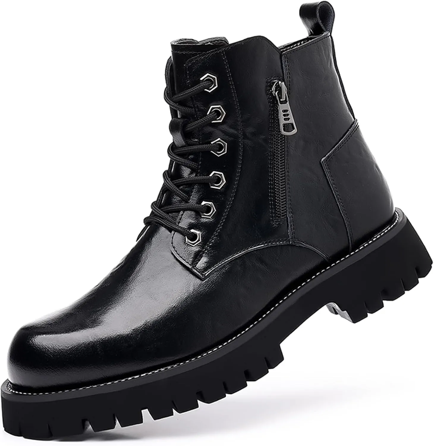 Men's Fashion Lace Up Ankle Boots Chelsea Boots Round Toe Waterproof Classic Dress Booties for Men Men's Motorcycle Boots