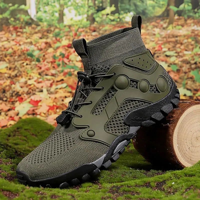 Mens High Top Water Shoes Breathable Hiking Shoes Quick Drying Sports Aqua Barefoot Shoes Non Slip Walking Fishing Shoes