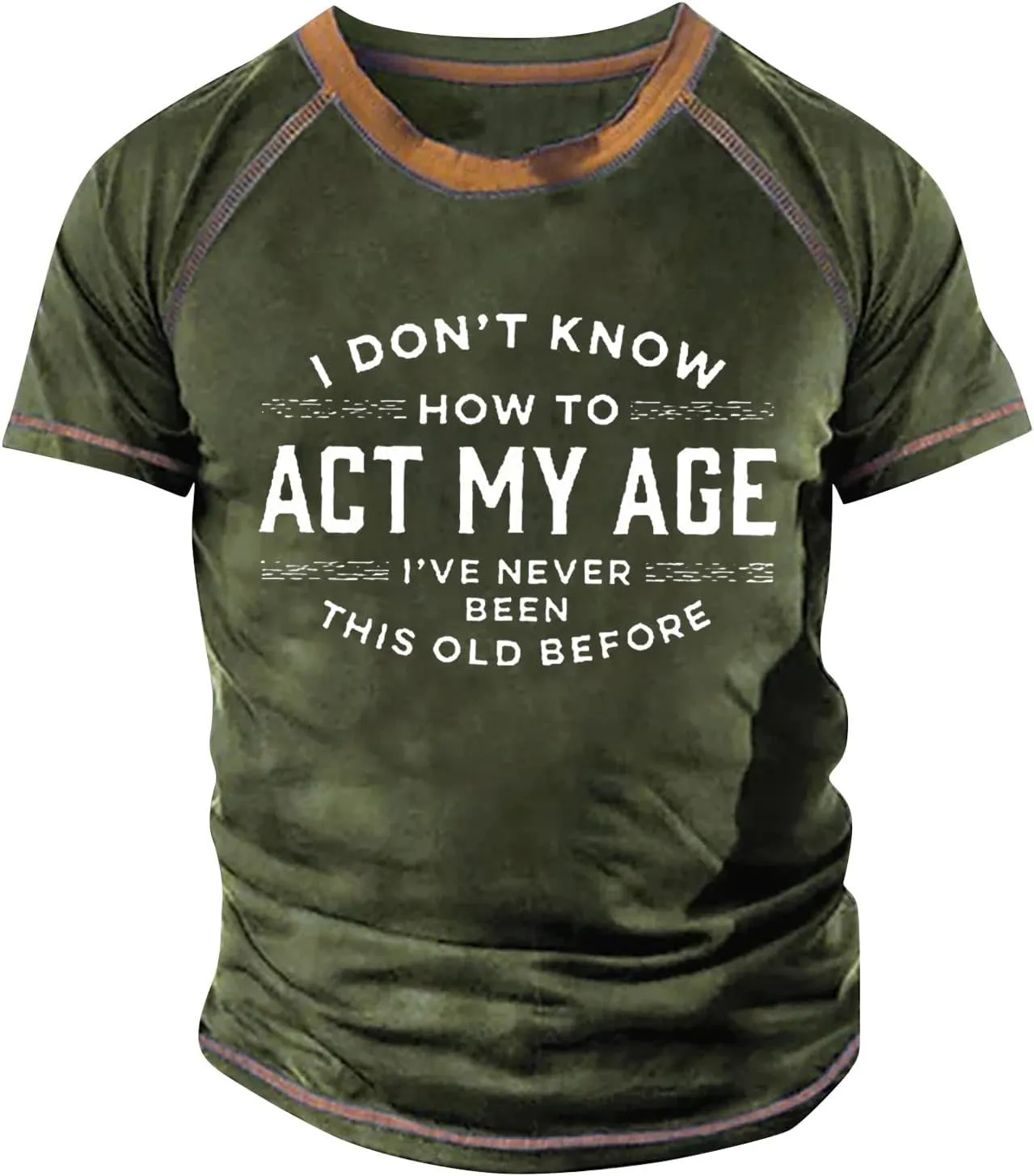 Mens Personalised Graphic Tees Raglan T-Shirt Retro Short Sleeve Round Neck Letter Printing Tops