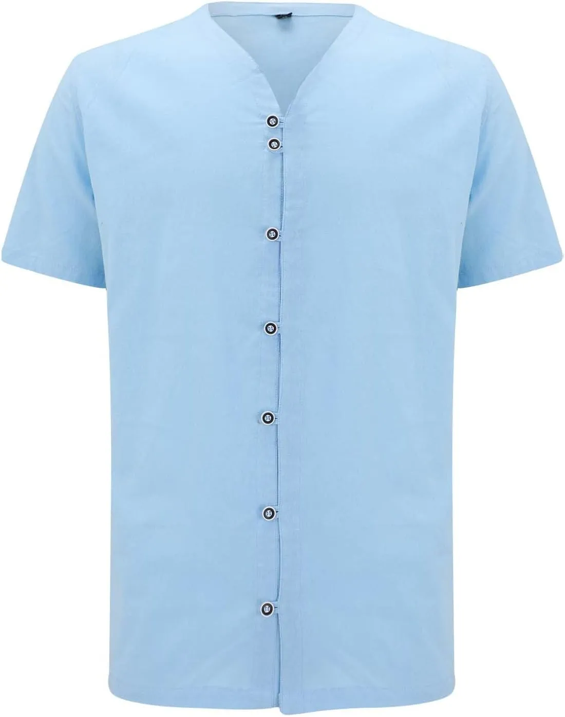 Mens Vintage Cotton Linen Shirt Combat Tactical Solid Trend Tops Short Sleeve Crewneck Muscle Fit Causal Button Down Shirts