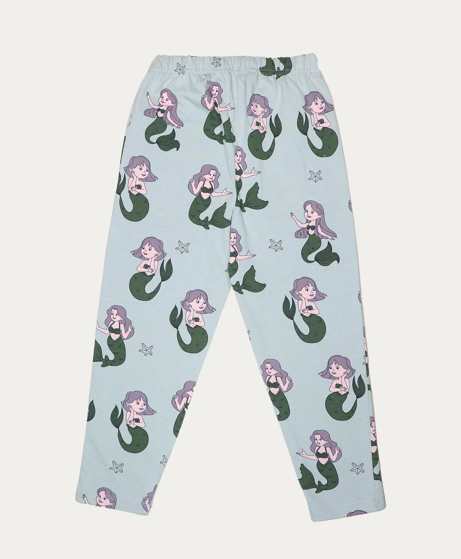 Mermaid Print Kids Full Sleeves Cotton Night Suit