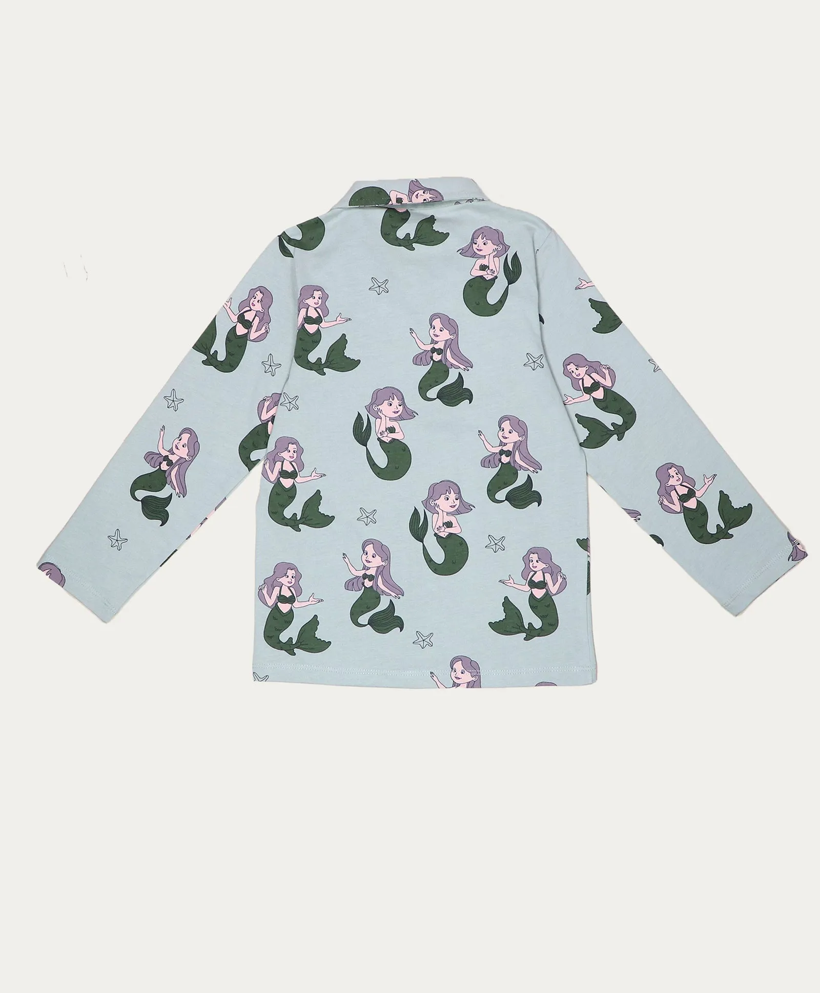 Mermaid Print Kids Full Sleeves Cotton Night Suit