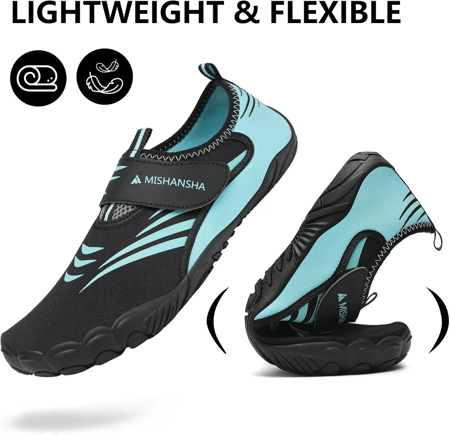 Mishansha Womens Mens Water Swim Shoes Wide Toe Box Barefoot Shoes US Size 5.5-13.5 Women / 3-11.5 Men
