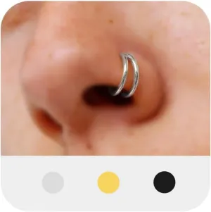 MODRSA Double Hoop Nose Ring - Silver Gold Diamond 316L Surgical Steel Cartilage Earring Helix Hoops 20g 18g 16g