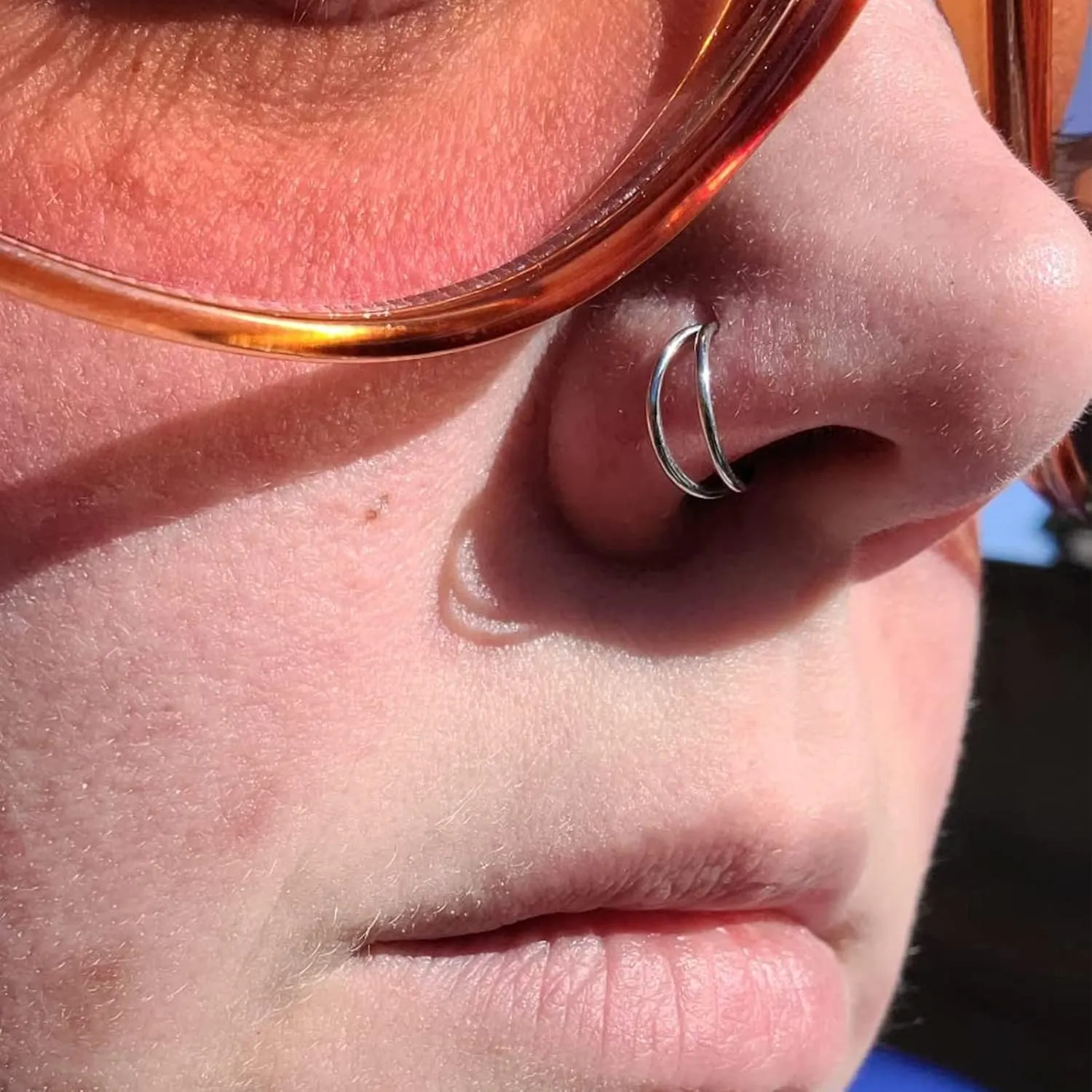 MODRSA Double Hoop Nose Ring - Silver Gold Diamond 316L Surgical Steel Cartilage Earring Helix Hoops 20g 18g 16g
