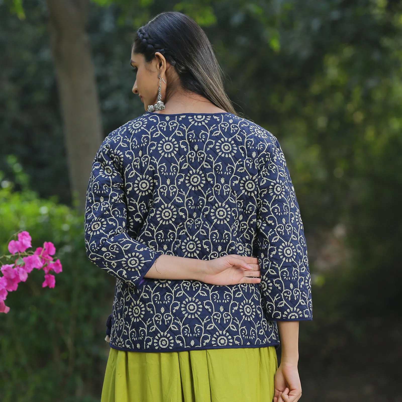 Morning Glory Space Blue Quilted Jacket