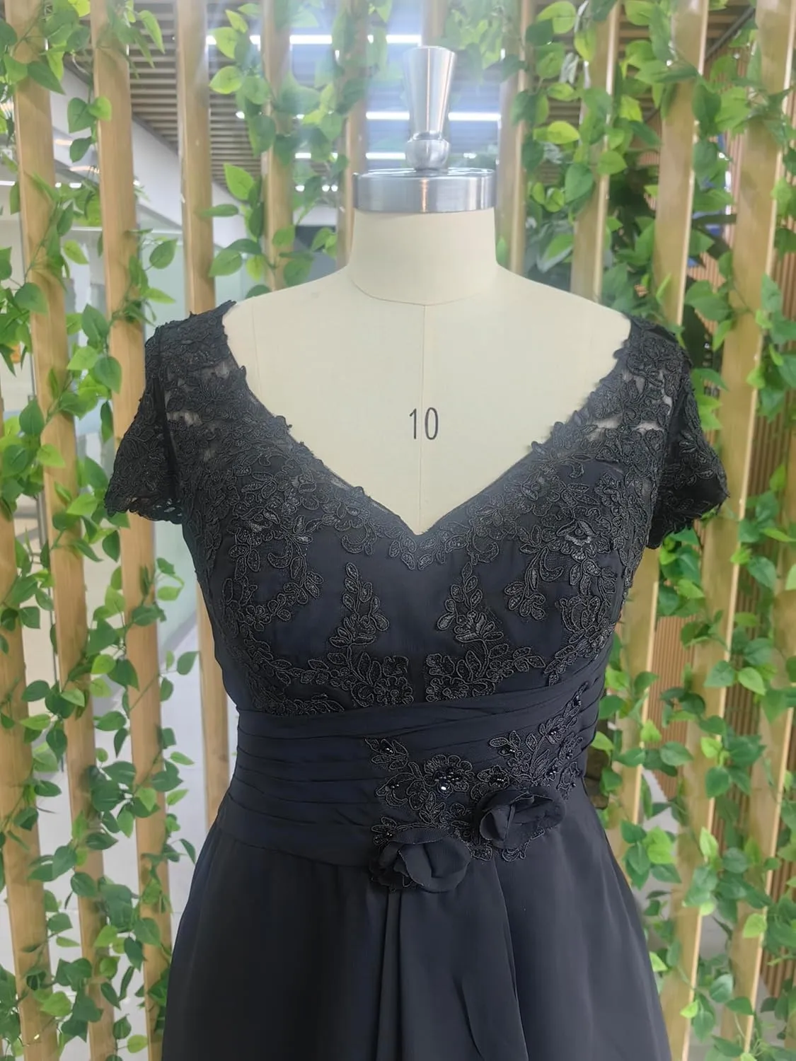 Mother of The Bride Dresses for Wedding Ruffle Chiffon Lace Applique Formal Evening Party Gown with Short Sleeves MK51