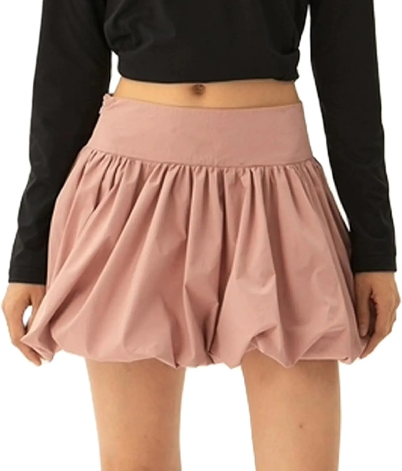 Muineobuka Women Girls Bubble Mini Skirt Low Waist Pleated Puffy Short Skirts A-Line Rufle Flared Mini Balloon Skirts