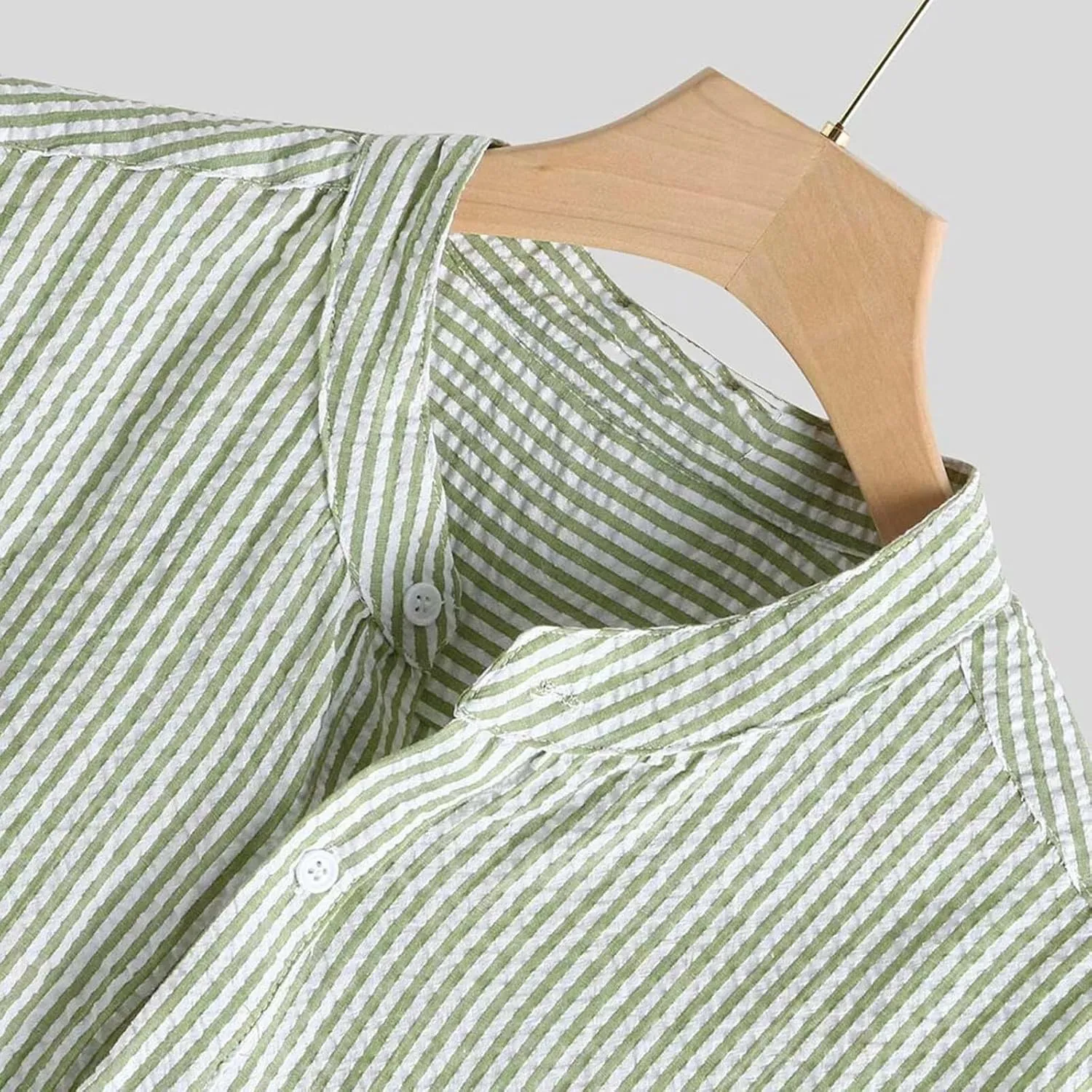 Muscularfit Mens Short Sleeve Button Down Shirts Causal Loose Linen V Neck Striped Solid Summer Spring Shirt Work Going Out