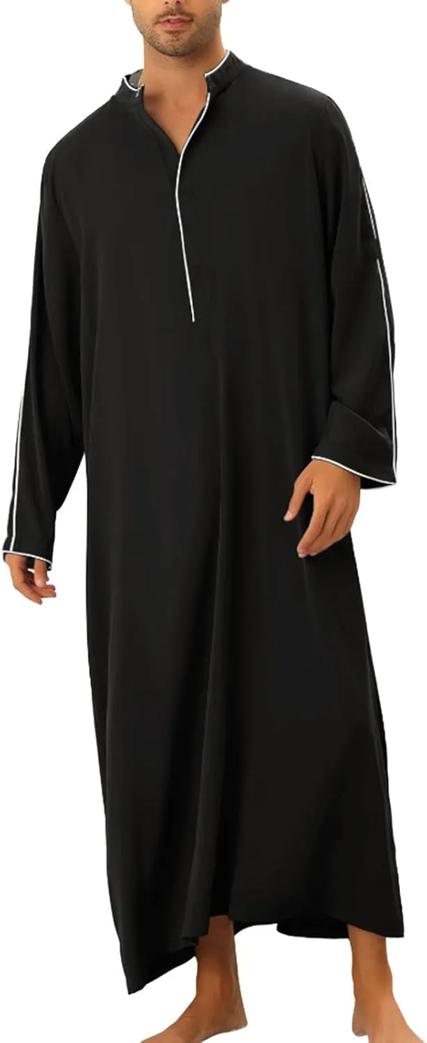 Muslim Robe for Men Long Sleeve Pocket Loose Robe Shirt Muslim Middle East Saudi Arab Kaftan Islamic Abaya Kaftan