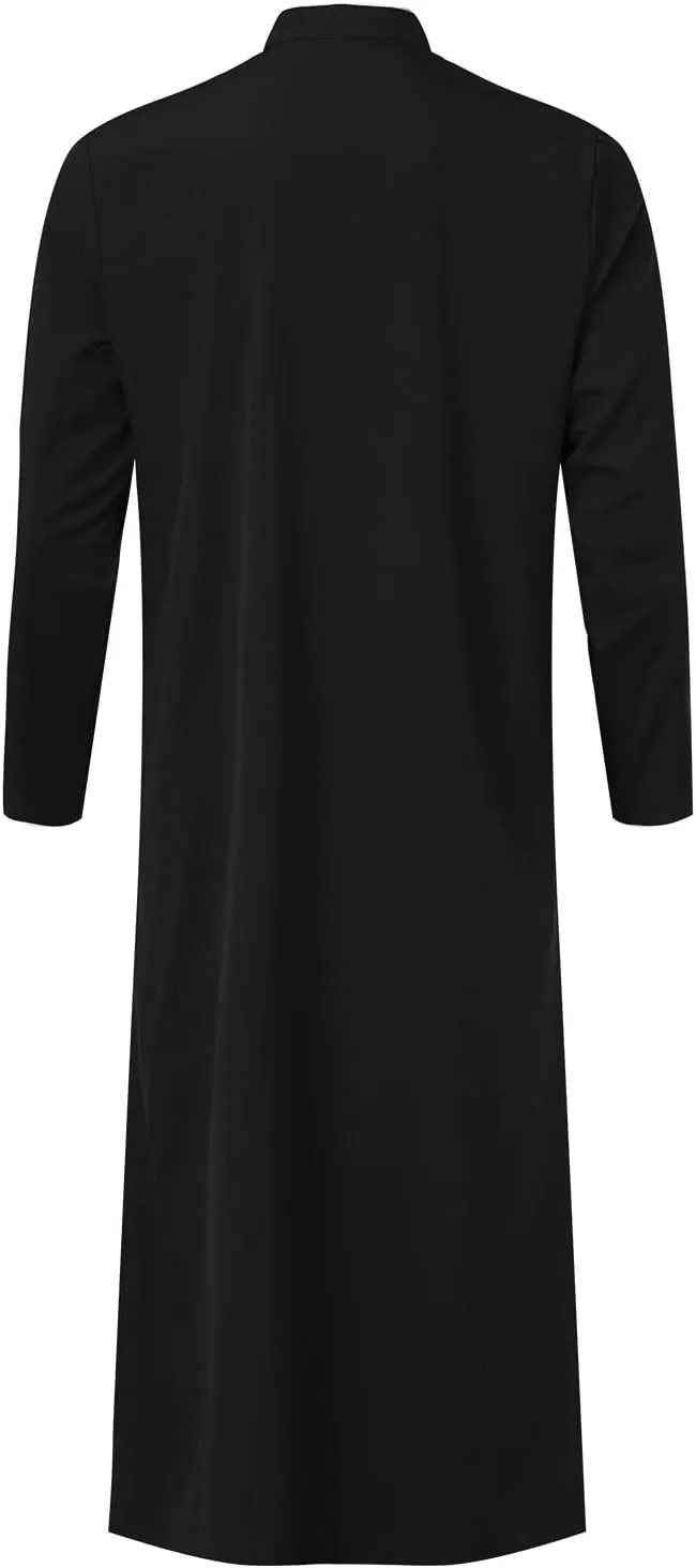 Muslim Robe for Men Long Sleeve Pocket Loose Robe Shirt Muslim Middle East Saudi Arab Kaftan Islamic Abaya Kaftan