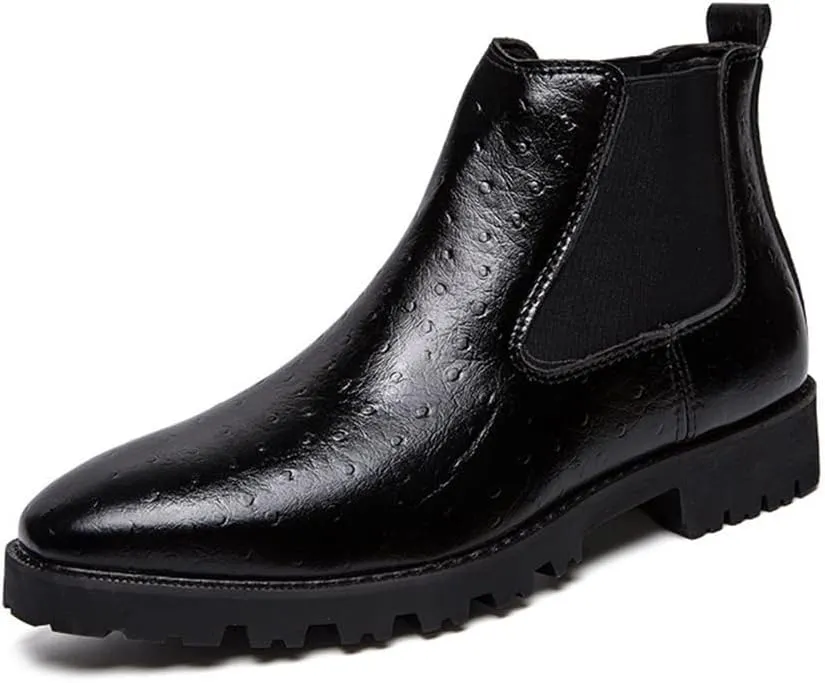 New Chelsea Boots For Men Elastic Bandage Printing PU Wearable Anti-slip Waterproof Non Slip Dress Formal