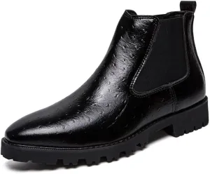 New Chelsea Boots For Men Elastic Bandage Printing PU Wearable Anti-slip Waterproof Non Slip Dress Formal