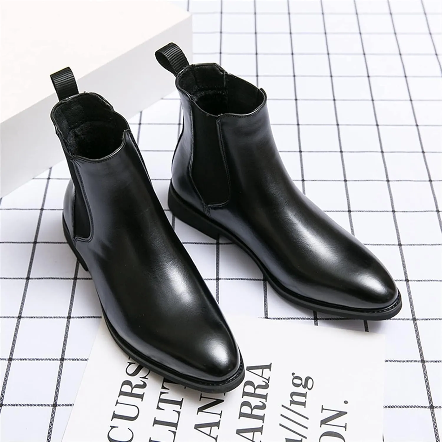 New Chelsea Boots For Men Elastic Bandage PU Slip On Anti-slip Non Slip Waterproof Wearable Dress Casual Pull On
