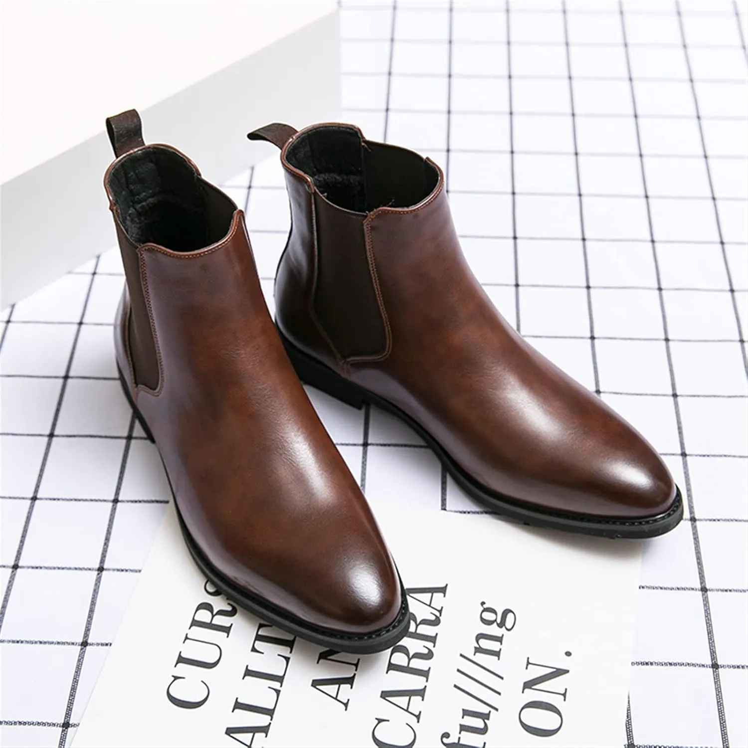 New Chelsea Boots For Men Elastic Bandage PU Slip On Anti-slip Non Slip Waterproof Wearable Dress Casual Pull On