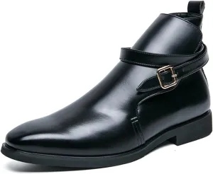 New Men's Chelsea Boots Monk belt PU Slip On Waterproof Non Slip Wearable Dress Pull On